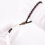 Buy agarwood prayer beads with white cord held between white-gloved hands