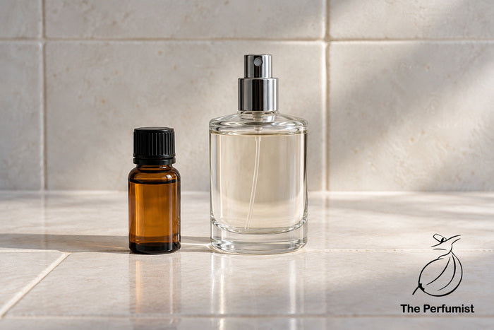 Does Oud Expire? Oil vial and spray bottle showing different fragrance formats.