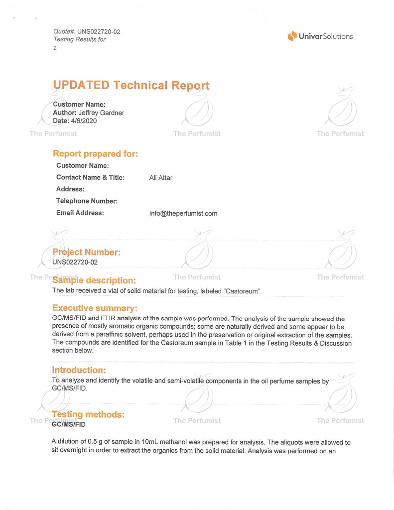 Castoreum lab test - theperfumist