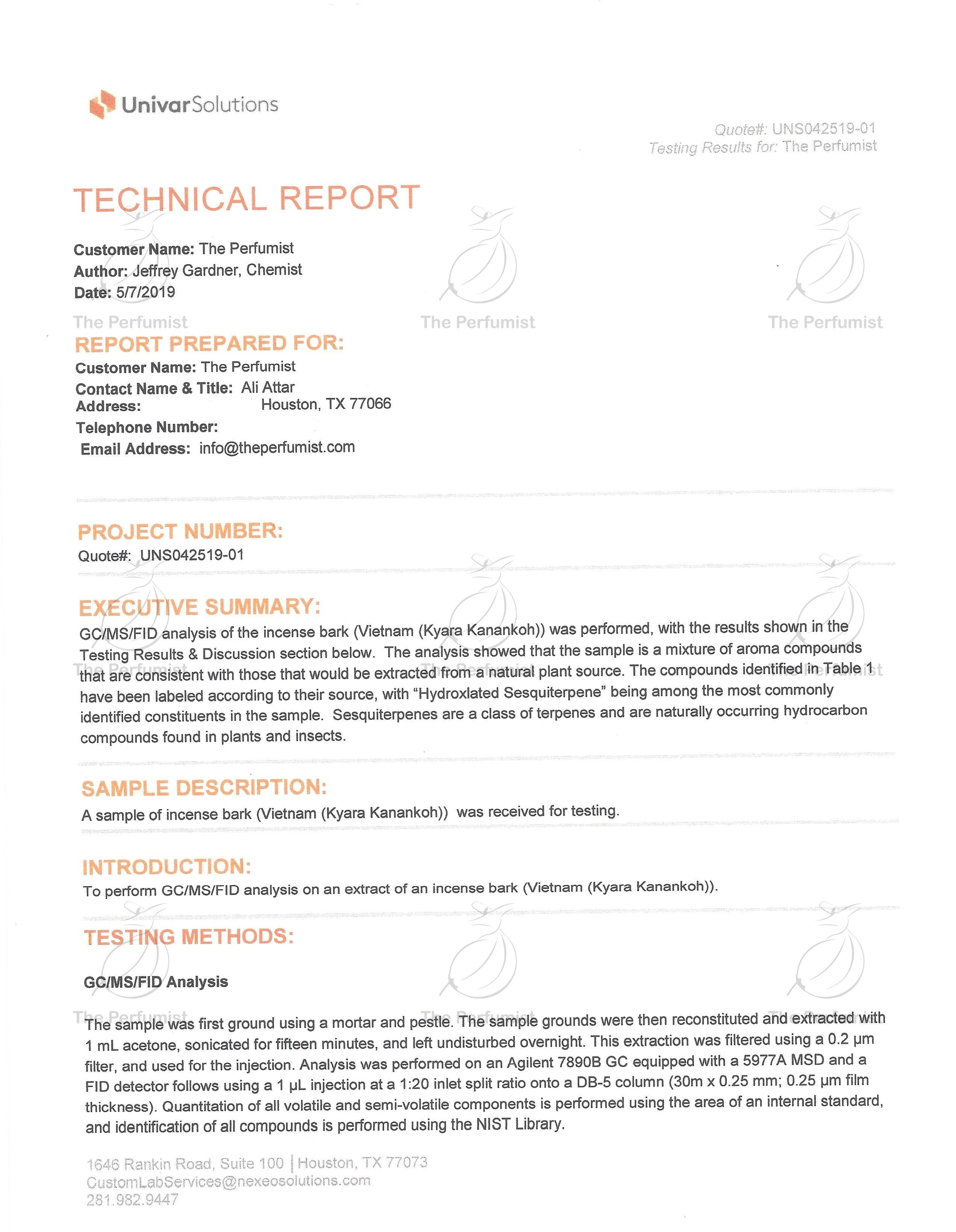 kinam wood lab test - theperfumist