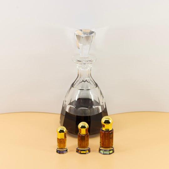 Oil bottles and elixir by The perfumist